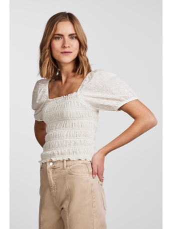 Pieces T-shirt PCLILIE SS SQUARED NECK TOP 17139421 CLOUD DANCER