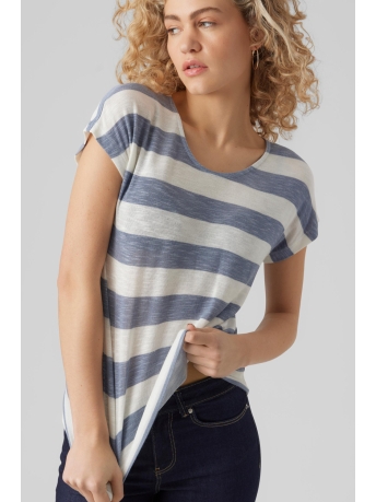 Vero Moda T-shirt VMWIDE STRIPE S/L TOP GA JRS NOOS 10284474 CHINA BLUE