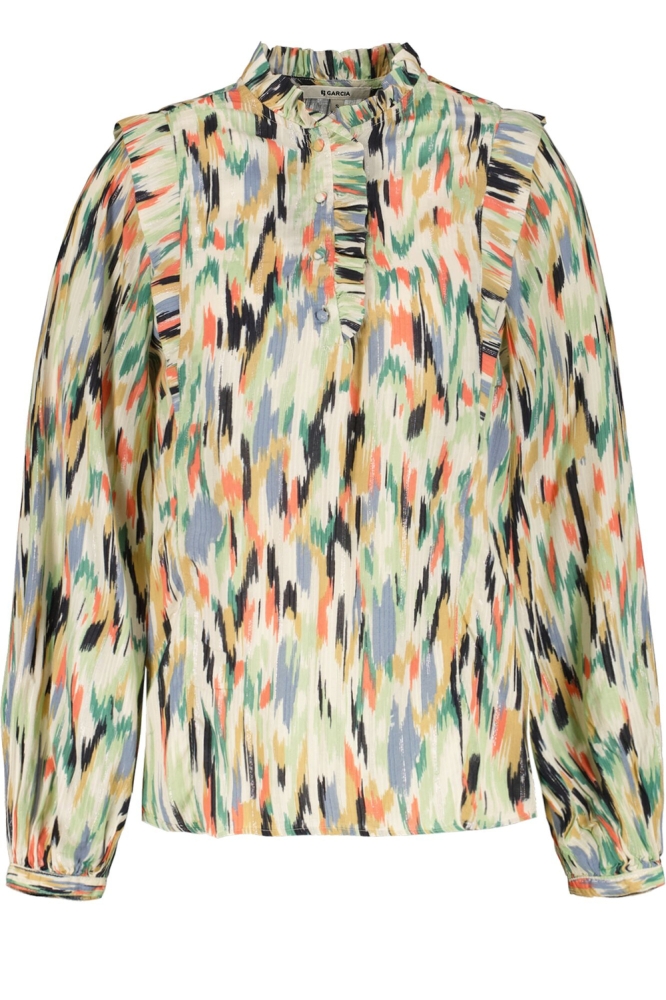 GEKLEURDE BLOUSE B30233 4294 Whitecap