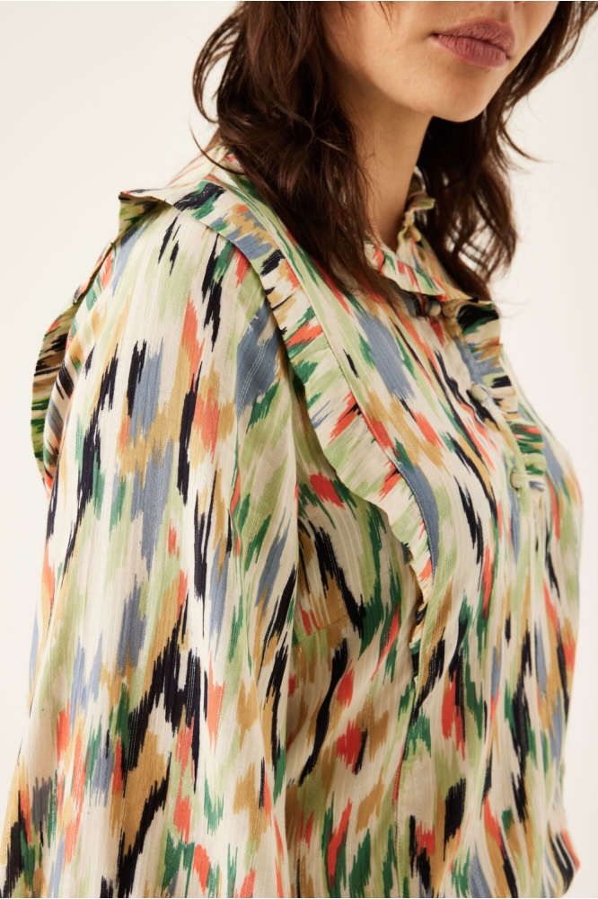 GEKLEURDE BLOUSE B30233 4294 Whitecap