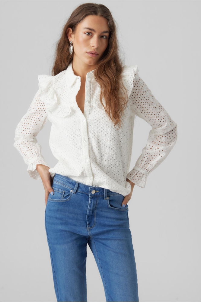 VMAYA LS FRILL SHIRT WVN 10288493 Snow White