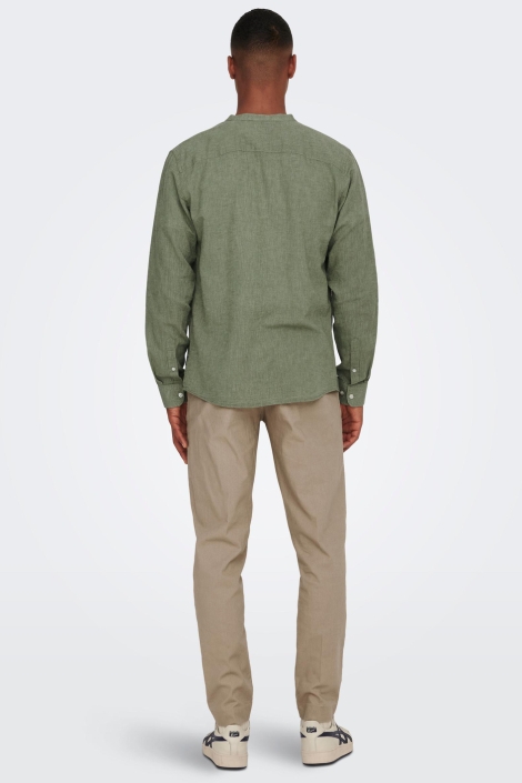 Only & Sons onscaiden ls solid linen mao shirt