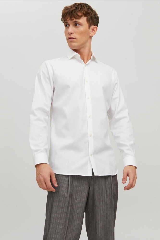 Jack & Jones witte heren overhemd | Model vooraanzicht