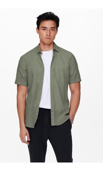 ONSCAIDEN SS SOLID LINEN SHIRT NOOS 22009885 Swamp
