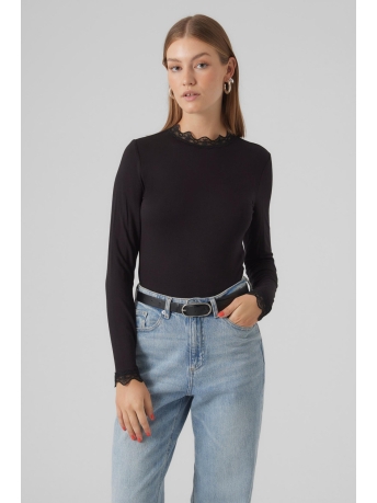 Vero Moda T-shirt VMROSA LS HIGHNECK TOP JRS NOOS 10295141 Black