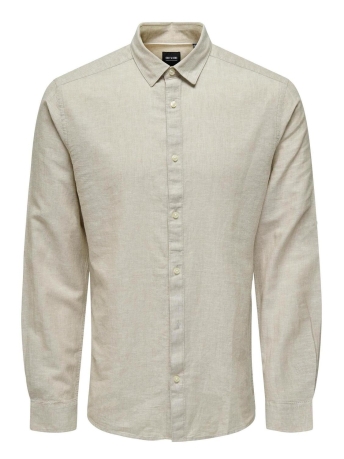 Only & Sons Overhemd ONSCAIDEN LS SOLID LINEN SHIRT NOOS 22012321 CHINCHILLA