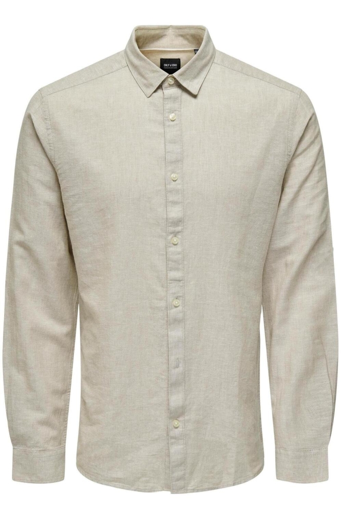 ONSCAIDEN LS SOLID LINEN SHIRT NOOS 22012321 CHINCHILLA