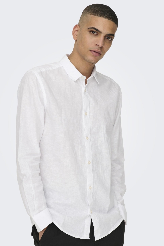 ONSCAIDEN LS SOLID LINEN SHIRT NOOS 22012321 WHITE