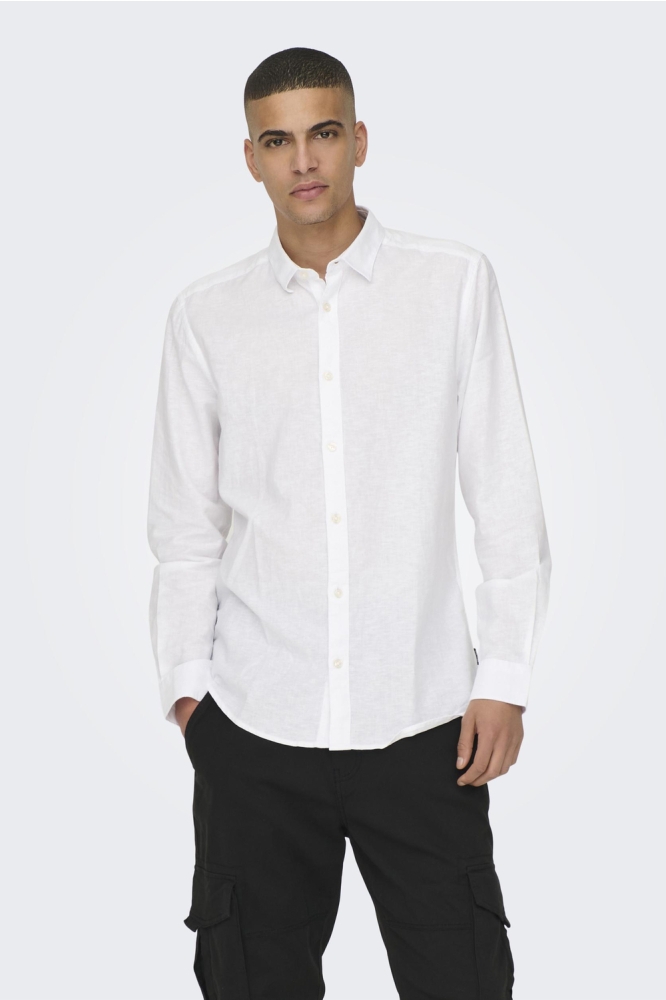 ONSCAIDEN LS SOLID LINEN SHIRT NOOS 22012321 WHITE