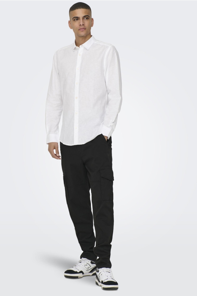 ONSCAIDEN LS SOLID LINEN SHIRT NOOS 22012321 WHITE