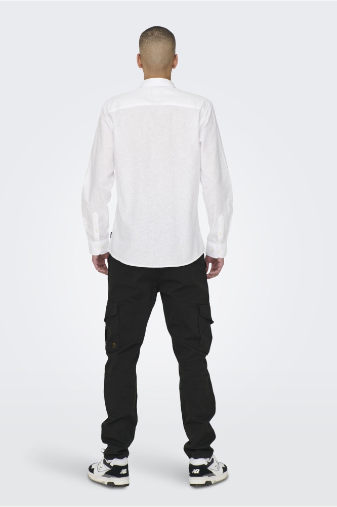 ONSCAIDEN LS SOLID LINEN SHIRT NOOS 22012321 WHITE