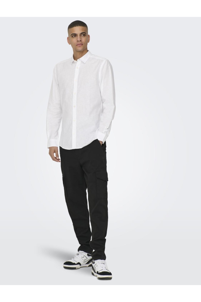 ONSCAIDEN LS SOLID LINEN SHIRT NOOS 22012321 WHITE
