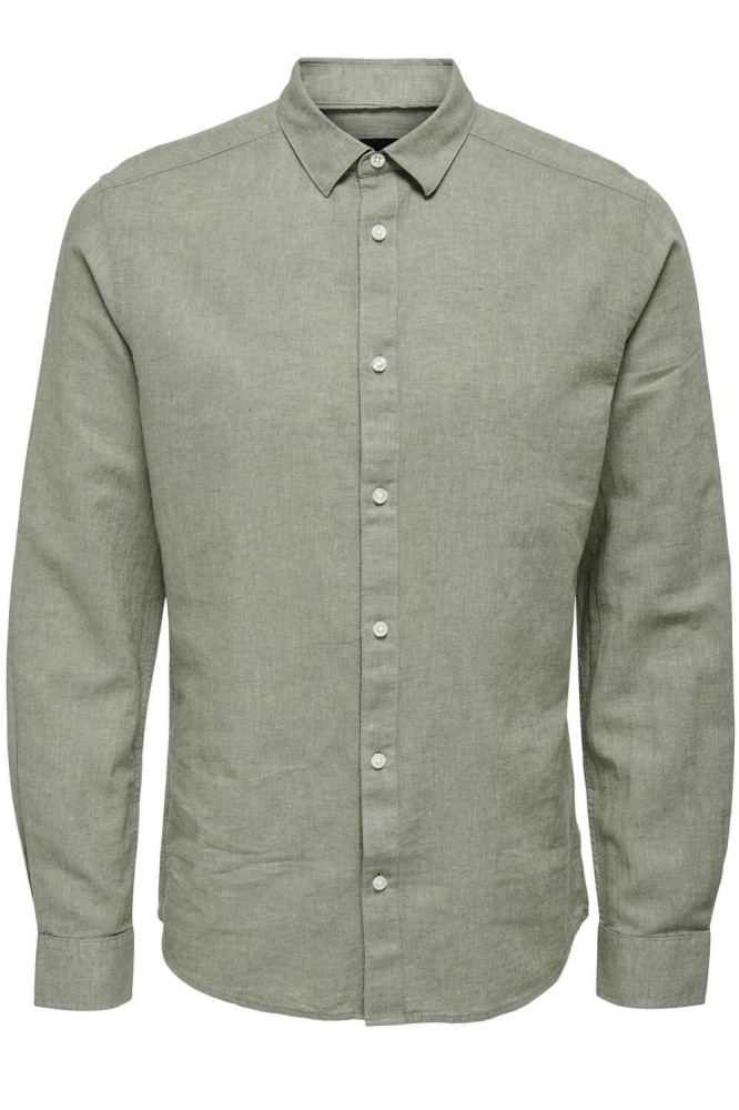 ONSCAIDEN LS SOLID LINEN SHIRT NOOS 22012321 SWAMP