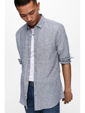 Only & Sons Overhemd ONSCAIDEN LS SOLID LINEN SHIRT NOOS 22012321 DRESS BLUES