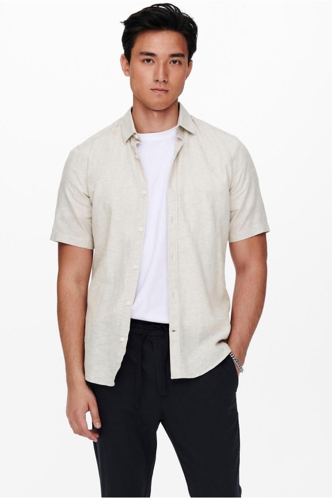 ONSCAIDEN SS SOLID LINEN SHIRT NOOS 22009885 Chinchilla
