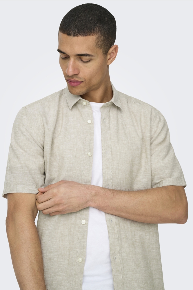 ONSCAIDEN SS SOLID LINEN SHIRT NOOS 22009885 Chinchilla