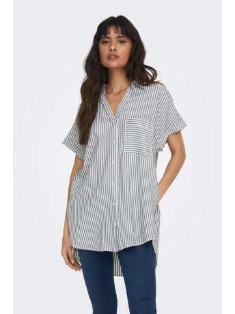Only Blouse ONLFENNA S/S LOOSE SHIRT WVN NOOS 15250948 Cloud Dancer/IRON GATE