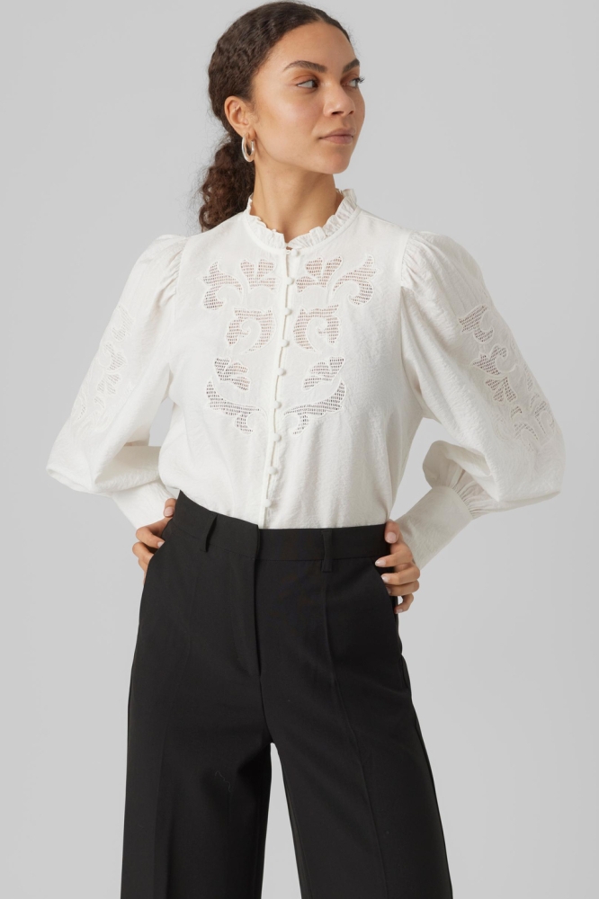 VMJONEY L/S EMB SHIRT CP 10292176 Snow White