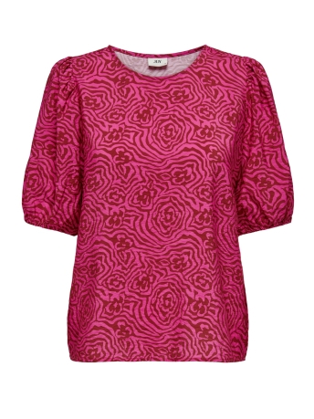 Jacqueline de Yong T-shirt JDYSANDY 2/4 PUFFSLEEVE TOP WVN EXP 15308788 Brick Red/BLURRY ROSE