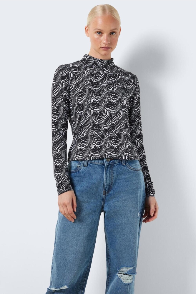 NMDESTINY L/S TURTLENECK TOP 27027793 Bright White/GRAPHIC SW