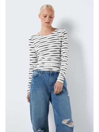 Noisy may T-shirt NMMALINA L/S STRIPE TOP JRS 27027921 SNOW WHITE