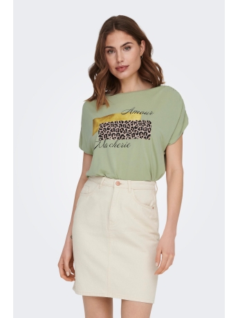 Only T-shirt ONLFREE LIFE S/S MODAL REG TOP BOX 15293567 MOSS GRAY/LEO