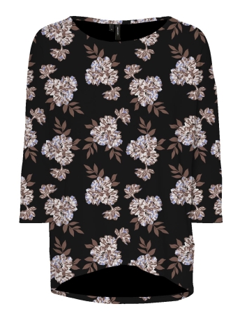 Vero Moda T-shirt VMMALENA 3/4 BLOUSE RPT 10281926 Black/VIVI MAHOG