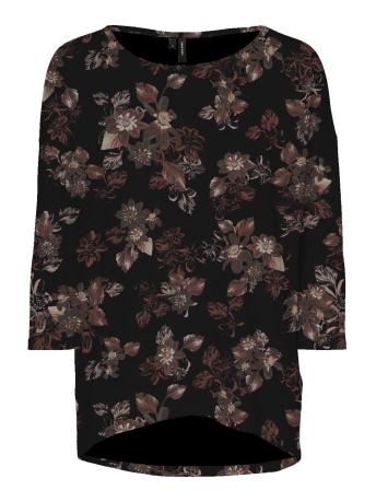 Vero Moda T-shirt VMMALENA 3/4 BLOUSE RPT 10281926 Black/SARA MAHOG