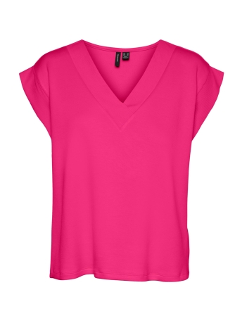 Vero Moda T-shirt VMSILKY S/L RIB TOP EXP 10290277 Pink Yarrow