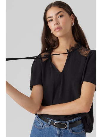 Vero Moda T-shirt VMALVA SS TOP WVN NOOS 10301189 BLACK