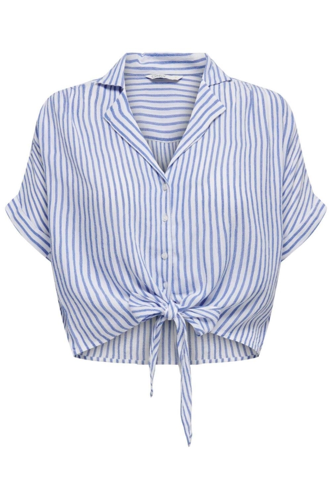 ONLPAULA LIFE S/S TIE SHIRT WVN NOO 15281497 CLOUD DANCER/BLUE STRIP