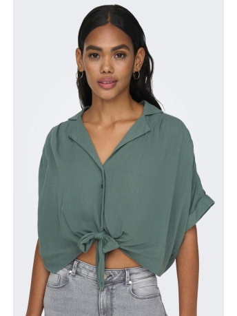 Only Blouse ONLPAULA LIFE S/S TIE SHIRT WVN NOO 15281497 Balsam Green