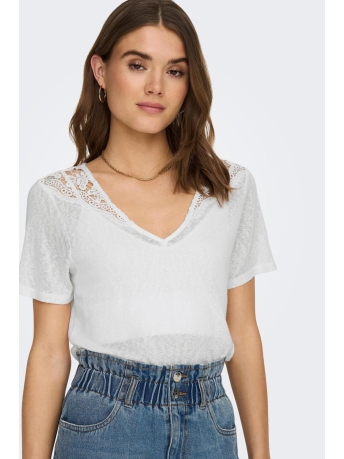 Only T-shirt ONLANJA S/S LACE TOP JRS 15293749 Cloud Dancer