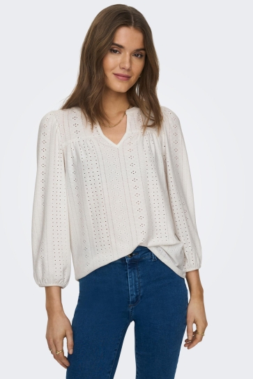 Only Blouse ONLSANDRA 3/4 SPLIT TOP JRS 15293379 Cloud Dancer