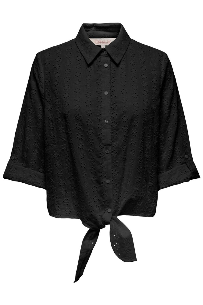 ONLLOLA SS KNOT EMB. SHIRT WVN 15291402 Black