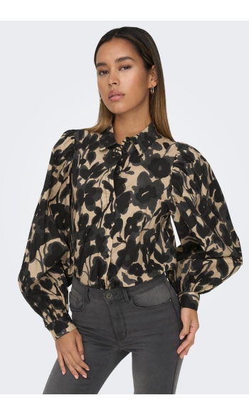 ONLJADA L/S VOLUME SHIRT PTM 15302301 IRISH CREAM/ EARTHY GAR