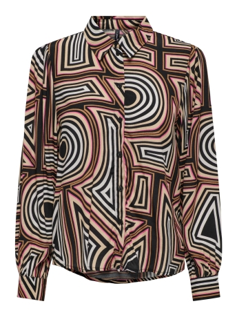 Only Blouse ONLMENDES L/S PUFF CS SHIRT PTM 15313402 BLACK/ IVY STOKE
