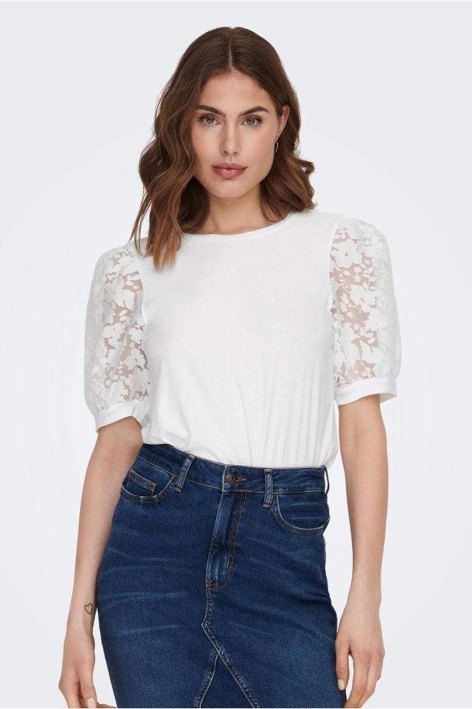 ONLALLIE LIFE S/S MIX TOP JRS 15289836 CLOUD DANCER