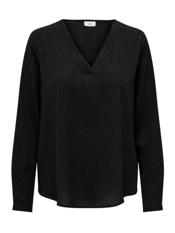 Jacqueline de Yong T-shirt JDYPIPER L/S FOIL V-NECK TOP WVN 15313025 BLACK/FOIL