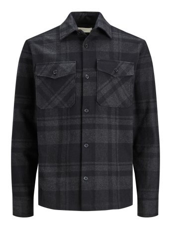 Jack & Jones Overhemd JPRROY CHECK OVERSHIRT L/S SN 12241533 Dark Grey Melan/COMFORT FI