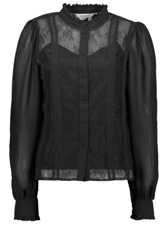 Only Blouse ONLHANNAH LS MIX LACE TOP WVN 15305686 Black