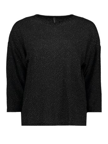 Only T-shirt ONLQUEEN 3/4 GLITTER TOP JRS 15309622 BLACK/STRUCTURE