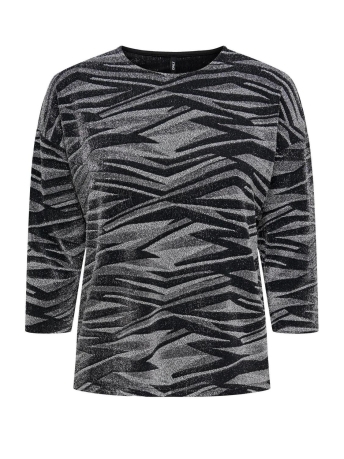 Only T-shirt ONLQUEEN 3/4 GLITTER TOP JRS 15309622 SILVER/GRAPHIC