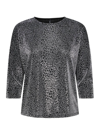 Only T-shirt ONLQUEEN 3/4 GLITTER TOP JRS 15309622 SILVER/SHINY