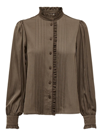 Only Blouse ONLSARA HAYLEE LS PLEAT SHIRT WVN 15308453 WALNUT