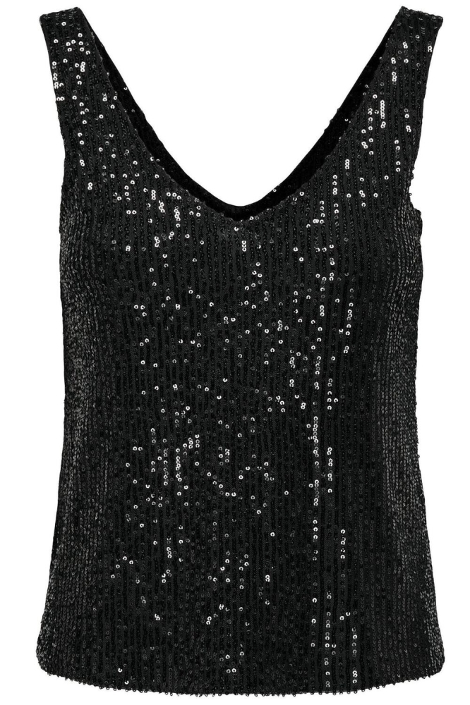 ONLANA S/L V-NECK SEQUINS TOP JRS 15307926 Black/Black sequ
