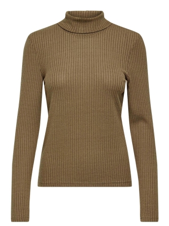 Only T-shirt ONLZANDRA L/S ROLLNECK TOP JRS 15307687 Otter