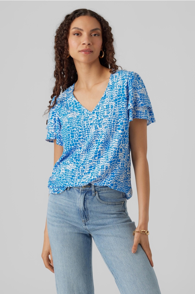 VMULIPPA S/S V-NECK TOP WVN BTQ 10290907 SKYDIVER
