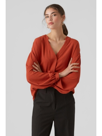 Vero Moda Blouse VMEYE L/S TOP WVN BTQ GA 10296583 RED OCHRE