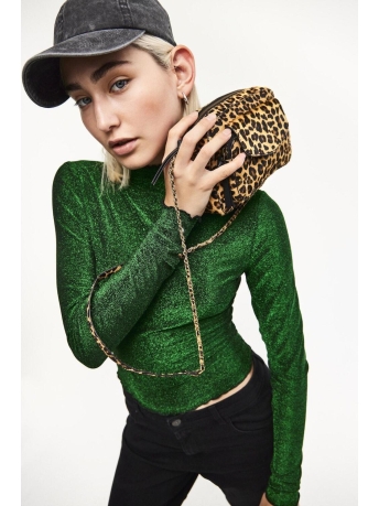 Pieces T-shirt PCSANDRA LS MOCKNECK TOP 17143415 Fern Green/LUREX
